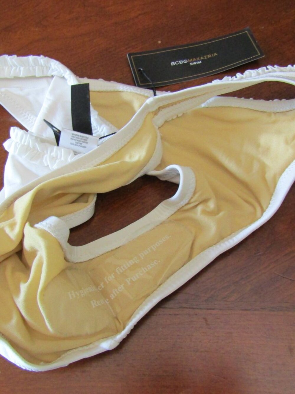 BCBG White Ruffle Swim Bottom Large - Picture 6 of 7